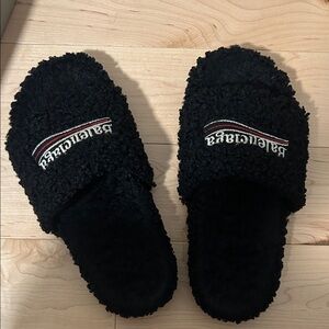 Balenciaga Black Fur Slides